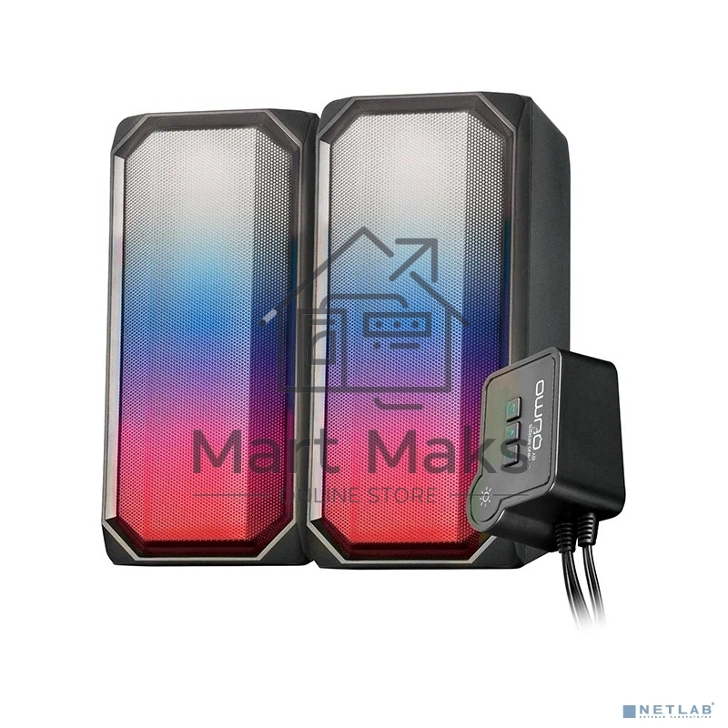 Акустическая система RGb 2.0 + Bluetooth, Qumo Charisma (ВТ 0054), 15ВТ, объемное звучание, отключаемая многорежимная RGb подсветка, USB+Jack 3,5мм