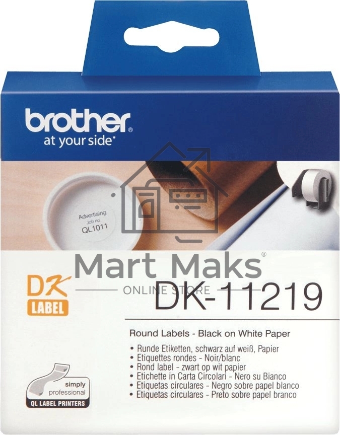 Картридж ленточный Brother DK11219 12 мм, черный шрифт, белый фон, для BROTHER QL-5X0, QL-7X00, QL-8X0, QL-10X0, QL-1X10