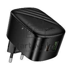 Зарядное устройство Hoco 20Вт, 3А, QC3.0/PD, 1xUSB, 1xType-C, CS101A, черный, коробка