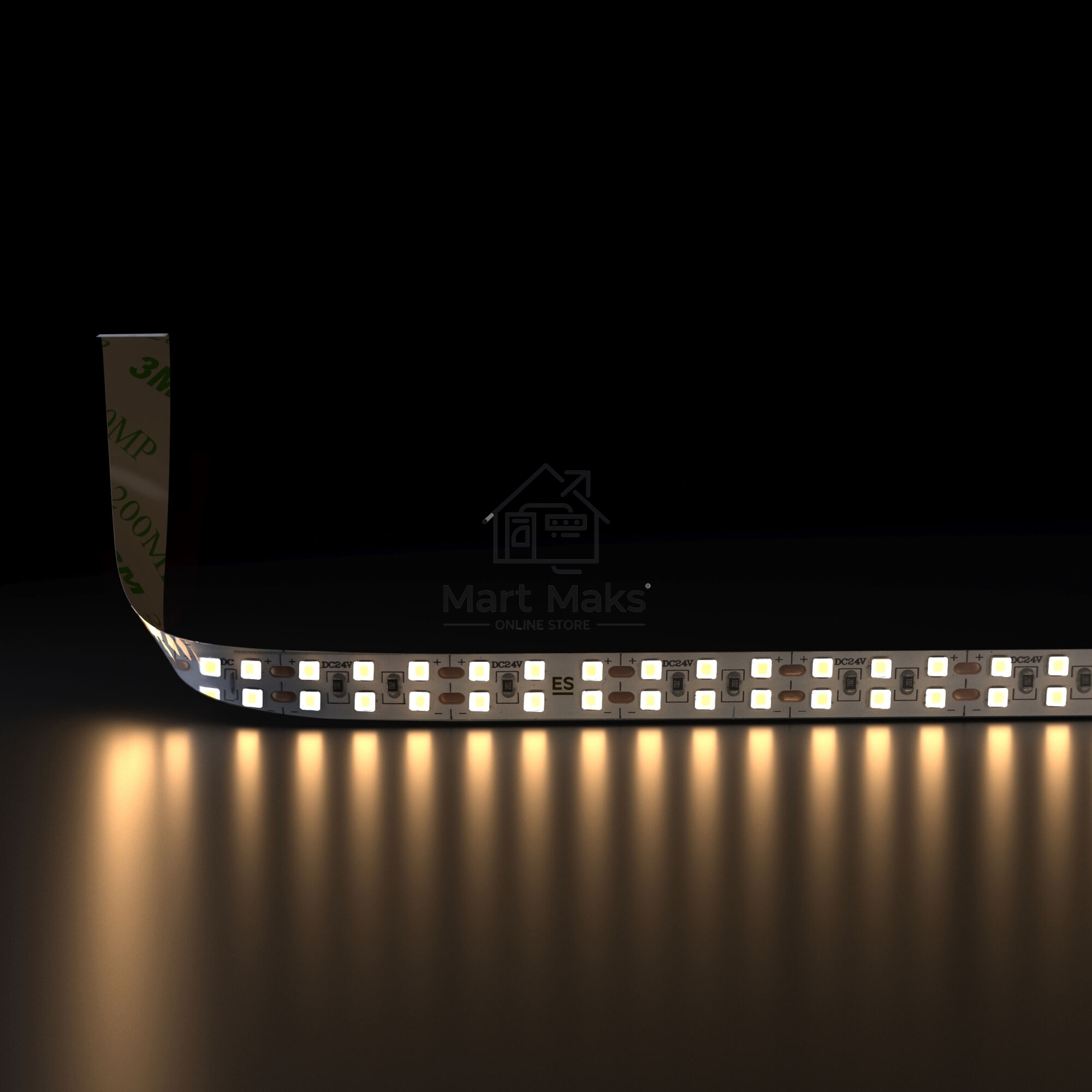 Лента светодиодная 240LED 18W IP20 двухрядная 3300К теплый белый (2835 24V 240Led 18W IP20)