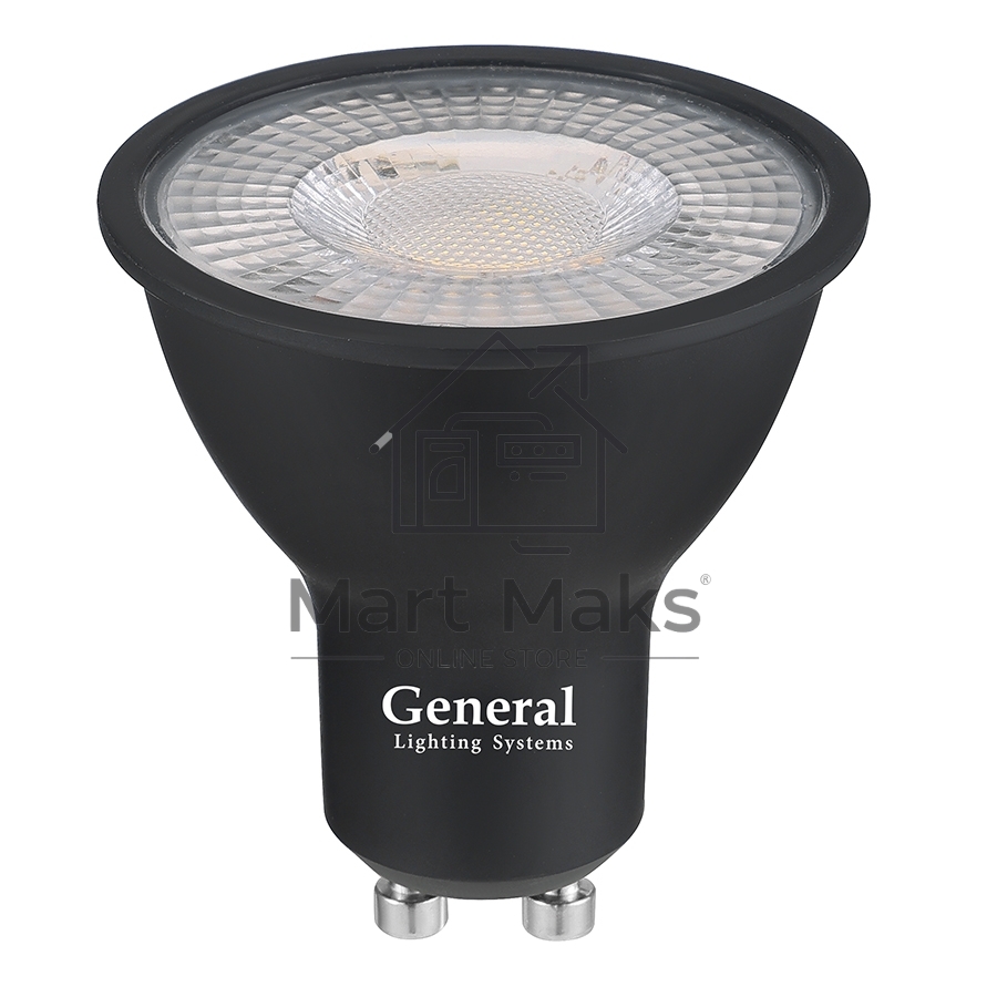 Лампа Светодиодная General GLDEN-MR16-DIF-15-230-GU10-6500 Диффузор 30 градусов Черный корпус 1/10/100