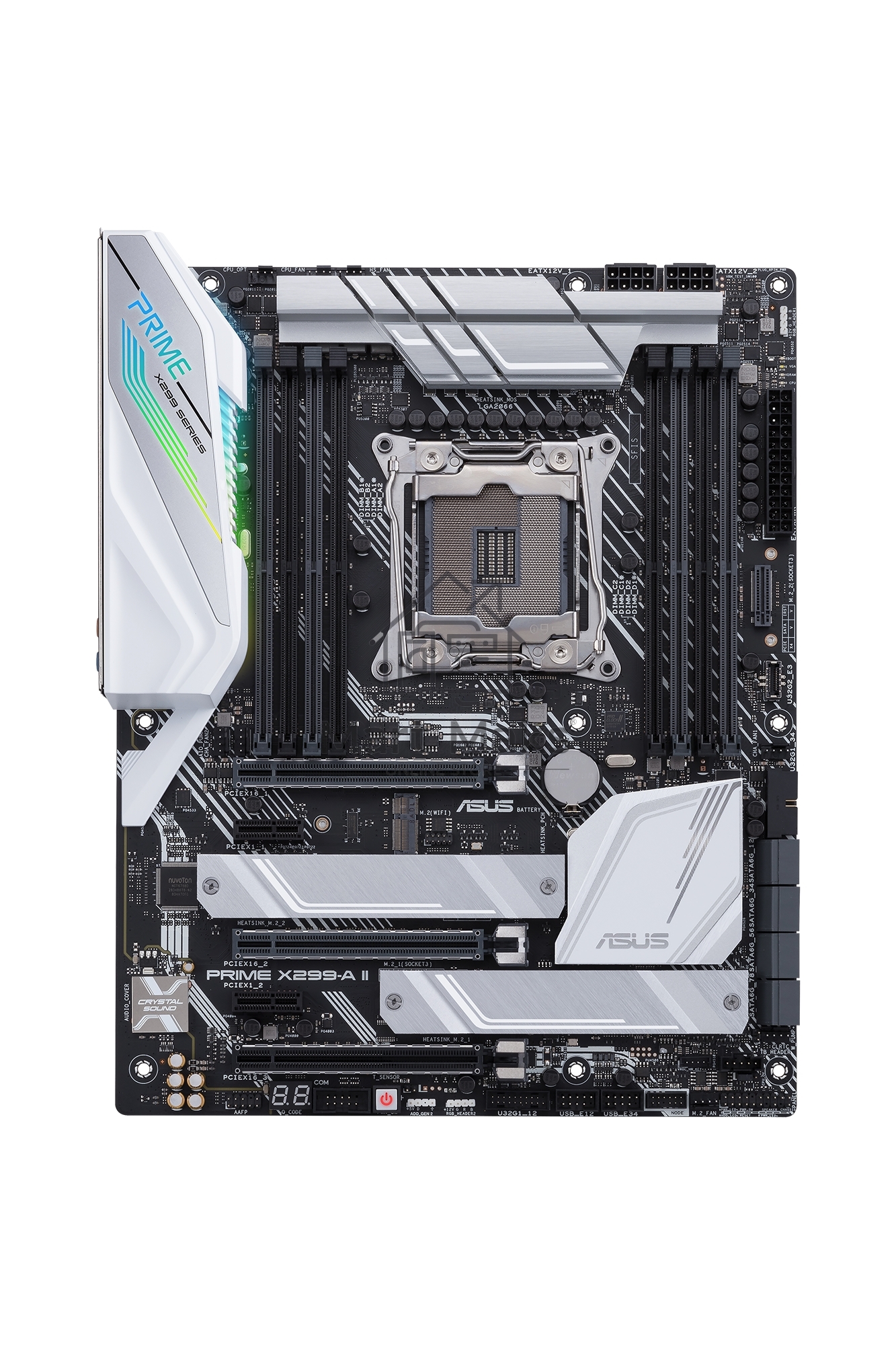 Материнская плата ASUS PRIME X299-A II, LGA 2066, Intel X299, 8xDDR4, 8xSATA, 3xM.2, 1xPCIe 3.0 x8, 2xPCIe 3.0 x16, 2xPCIe x1, 1x 1Gb LAN, 1xUSB 3.2 Gen 2, 2xUSB 3.2 Gen 1, 2xUSB 2.0, 5x3.5 мм, 7.1, ATX