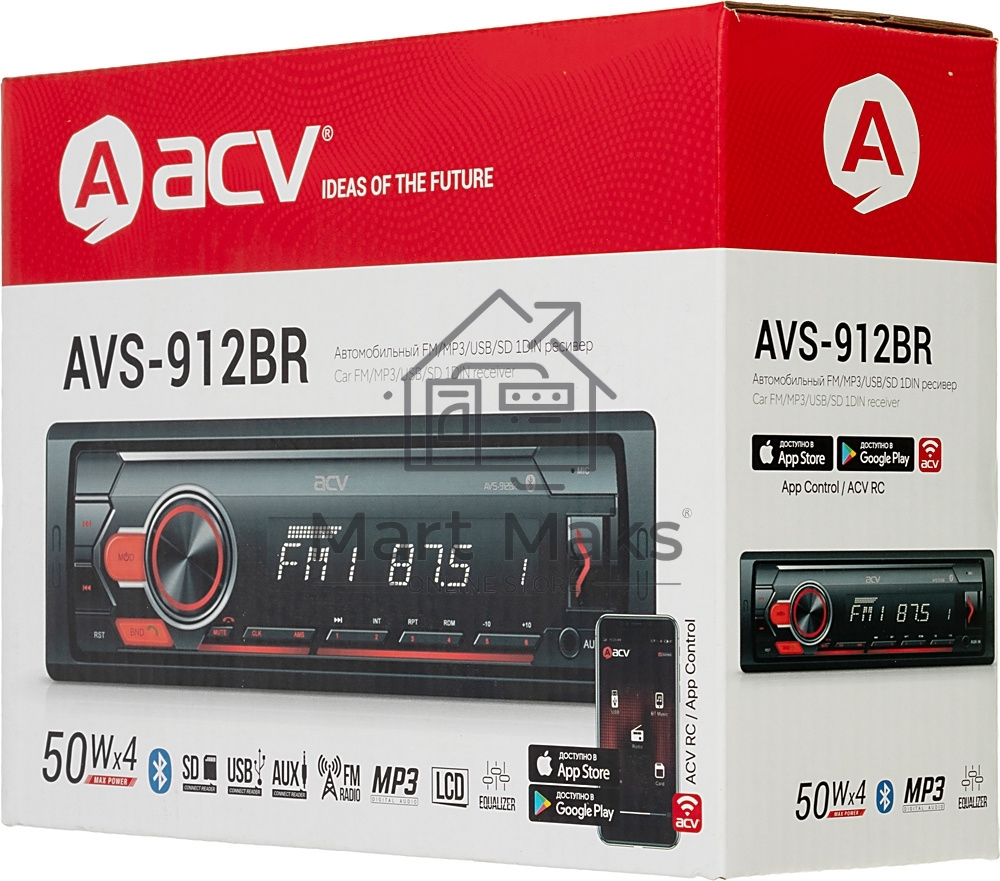 Автомагнитола ACV AVS-912BR 1DIN 4x50Вт