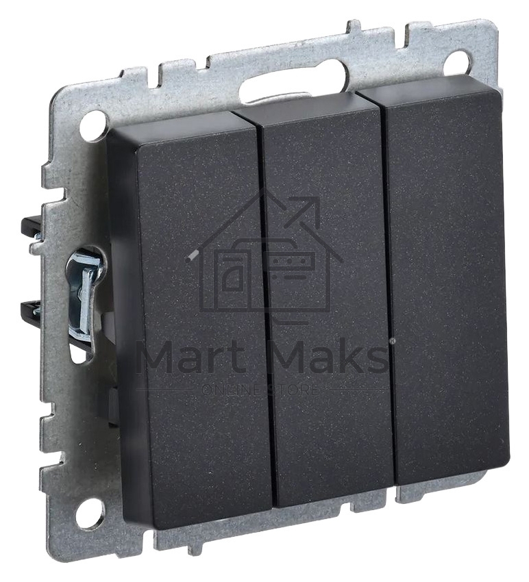 Выключатель 3-кл. СП BRITE ВС10-3-0-БрЧ 10А черный IEK BR-V30-0-10-K02