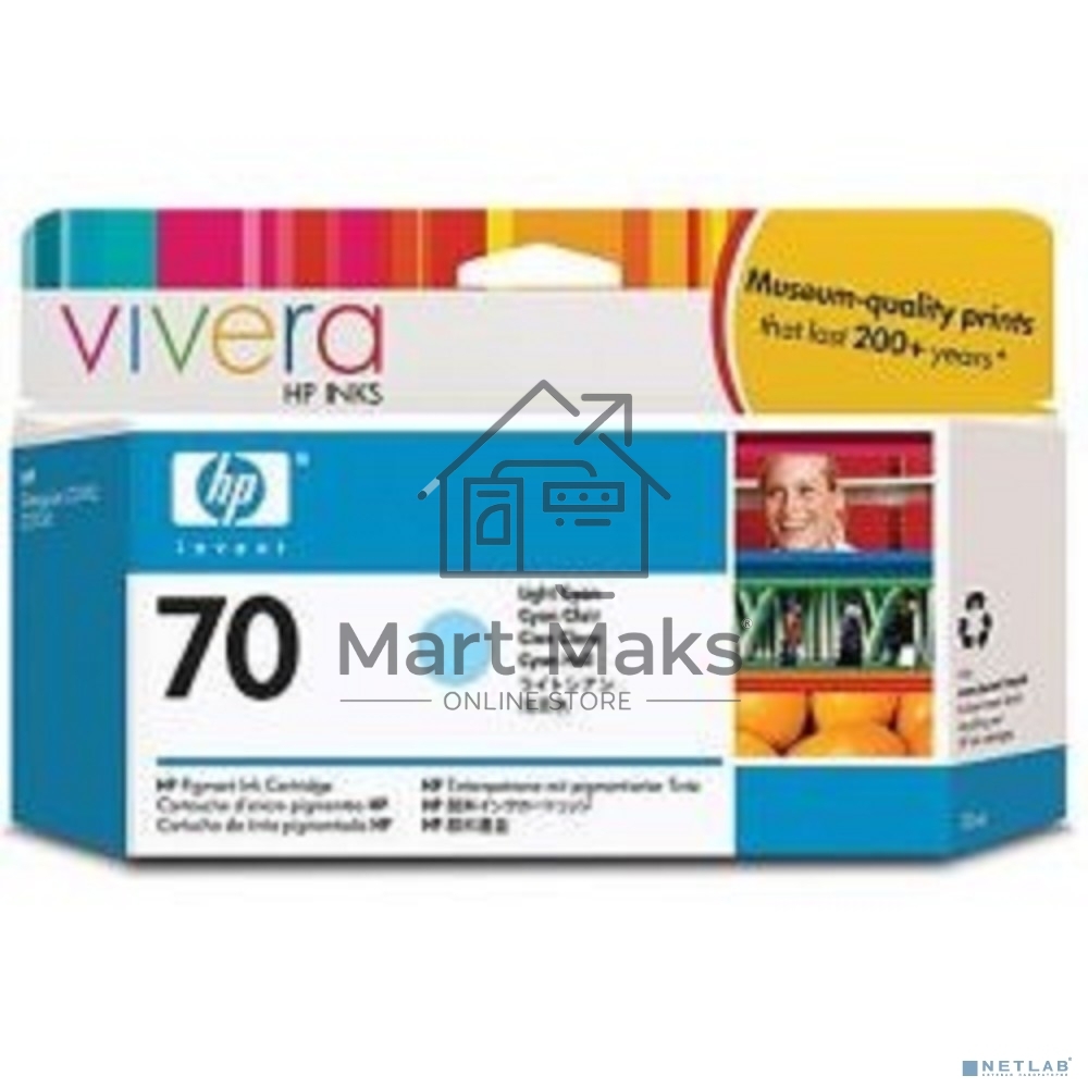 Картридж струйный HP №70 C9390A светло-голубой для HP DJ Z2100/Z3100 (130мл)