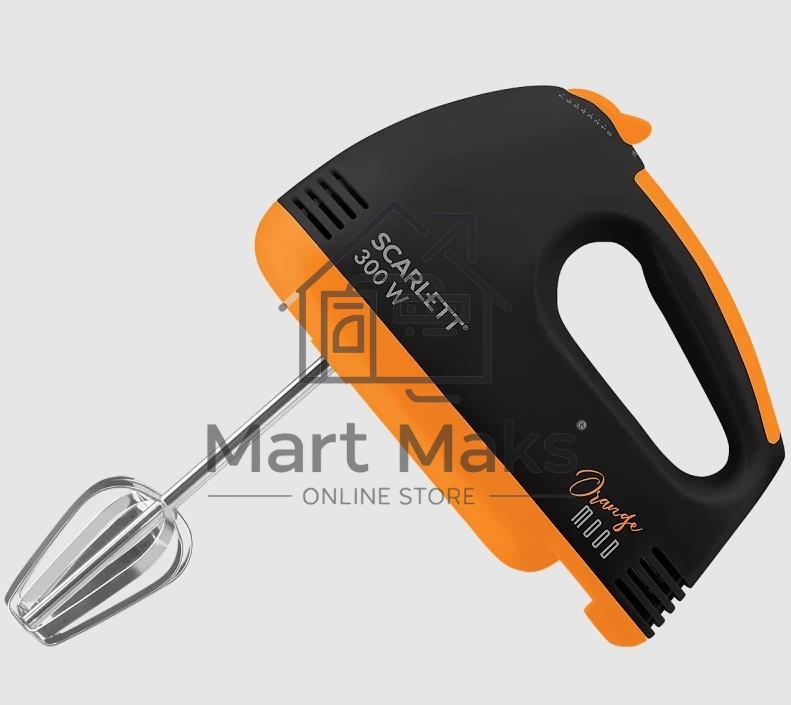 Миксер ручной Scarlett SC-HM40S20 300Вт черный/оранжевый