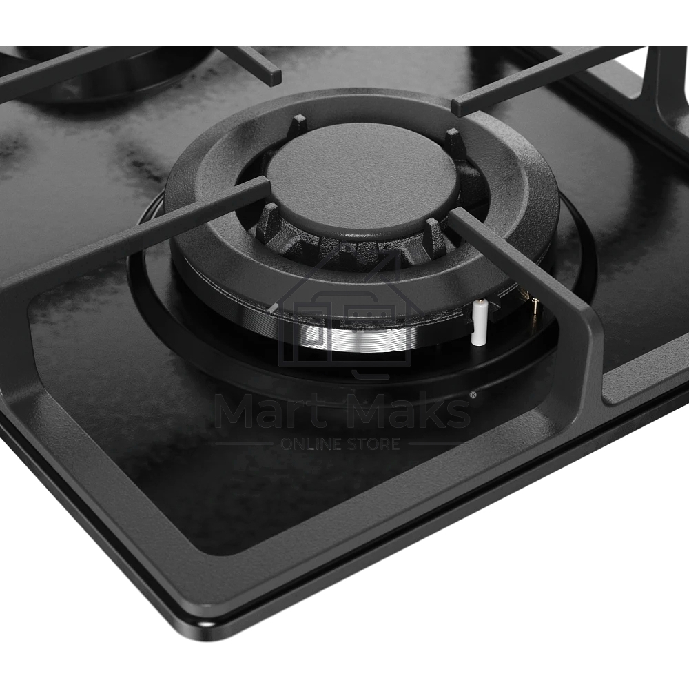Газовая варочная панель MONSHER MSG 33 Noir, газ, High-Tech, 29 см, автоматический электроподжиг, газ-контроль, форсунки под сжиженый газ, SABAF конфорки, чугунные решетки, черный