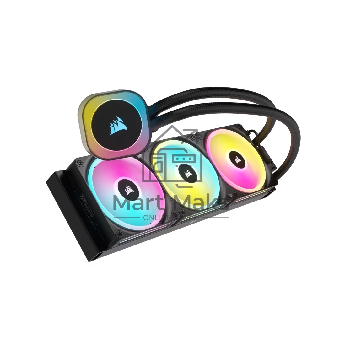 Система жидкостного охлаждения Corsair iCUE LINK H150i RGb (360мм, черный, RGb/ Fans: 3x120мм, 63.1CFM, 37dBA, 2400RPM/Rad thickness 27мм/ S: 1851, 1700, 1200, 115X, AM5, AM4)