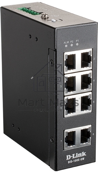 Коммутатор D-Link DIS-100E-8W/A1A, L2 Unmanaged Industrial Switch with 8 10/100Base-TX ports.1K Mac address, 802.3x Flow Control, Stand-alone, Auto MDI/MDI-X for each port, D-link Green technology, Metal case,