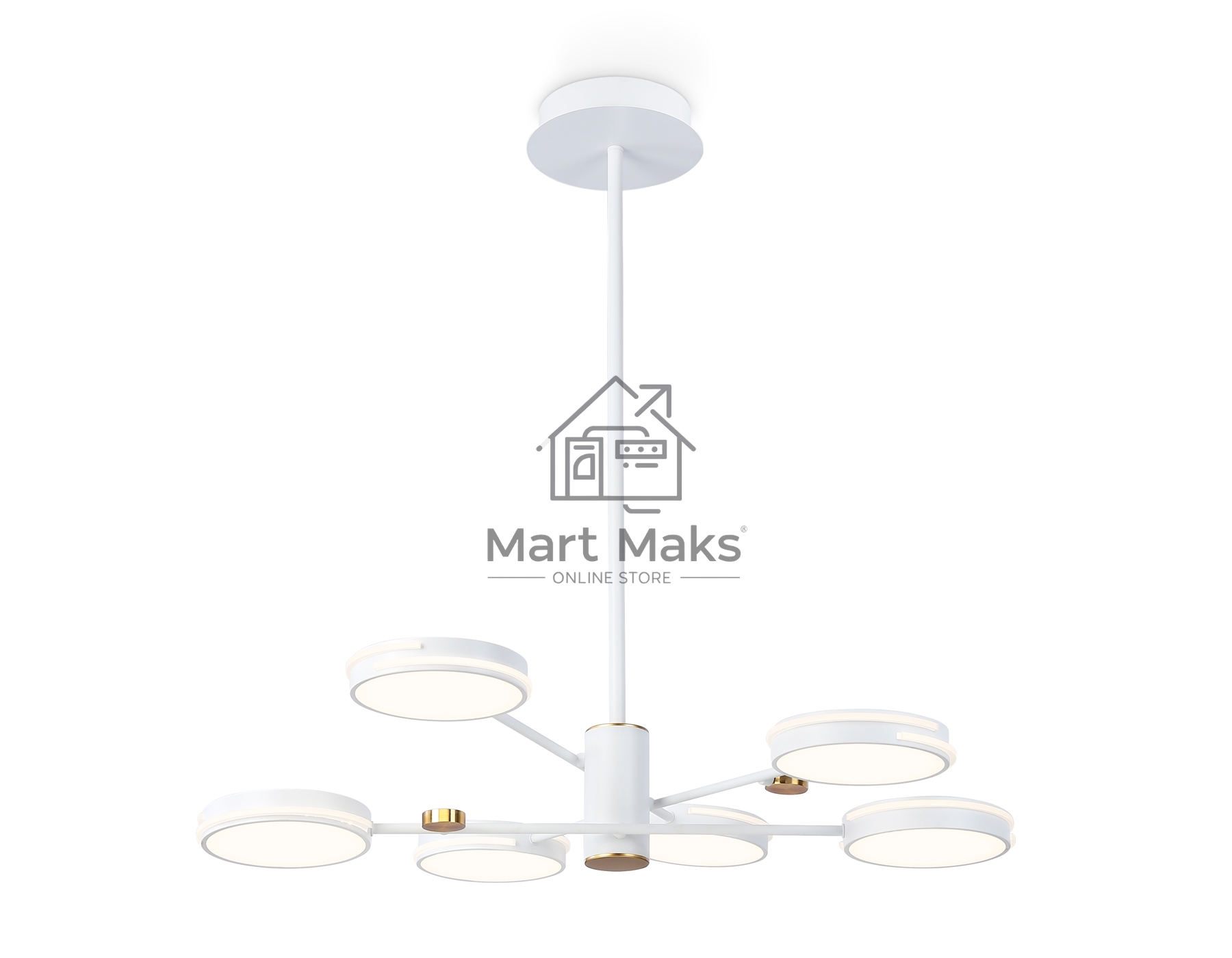 Подвесной светодиодный светильник Ambrella light FL51635/6 WH/GD белый/золото 3000K/4200K/6400K 50W D800*780 (Без ПДУ)