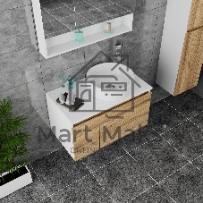 Комплект для ванной, 3 предмета (Тумба Bau Dream Blackwood 80, раковина BAU Dream круглая D41, смеситель для раковины высокий Hotel Still, нержавеющая сталь)