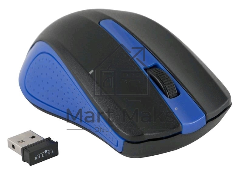 Мышь беспроводная Oklick 485MW черный/синий, 1200 dpi, радиоканал, USB, кнопки - 3