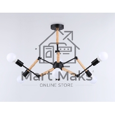 Светильник Ambrella light TR80488/6 BK/LW черный/светлое дерево E27/6 max 60W D930*510