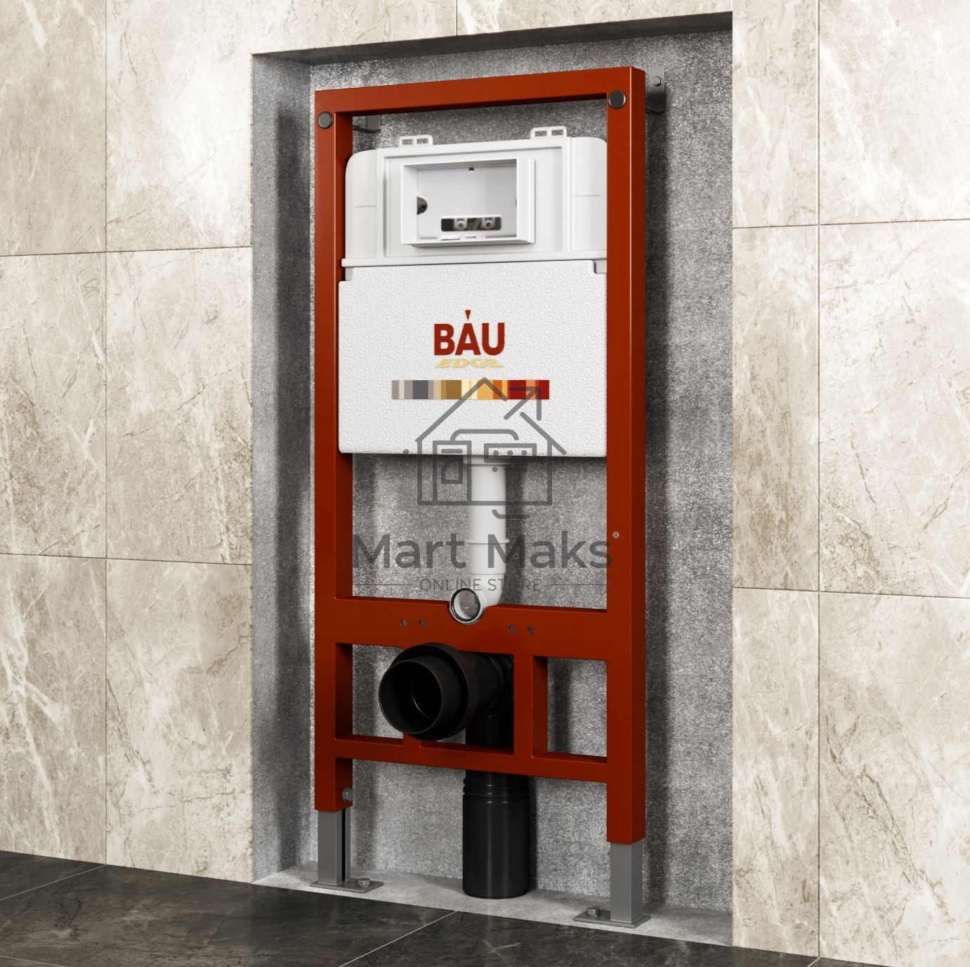 Инсталляция BAU PRO для подвесного унитаза с клавишей смыва BAU Soul, хром