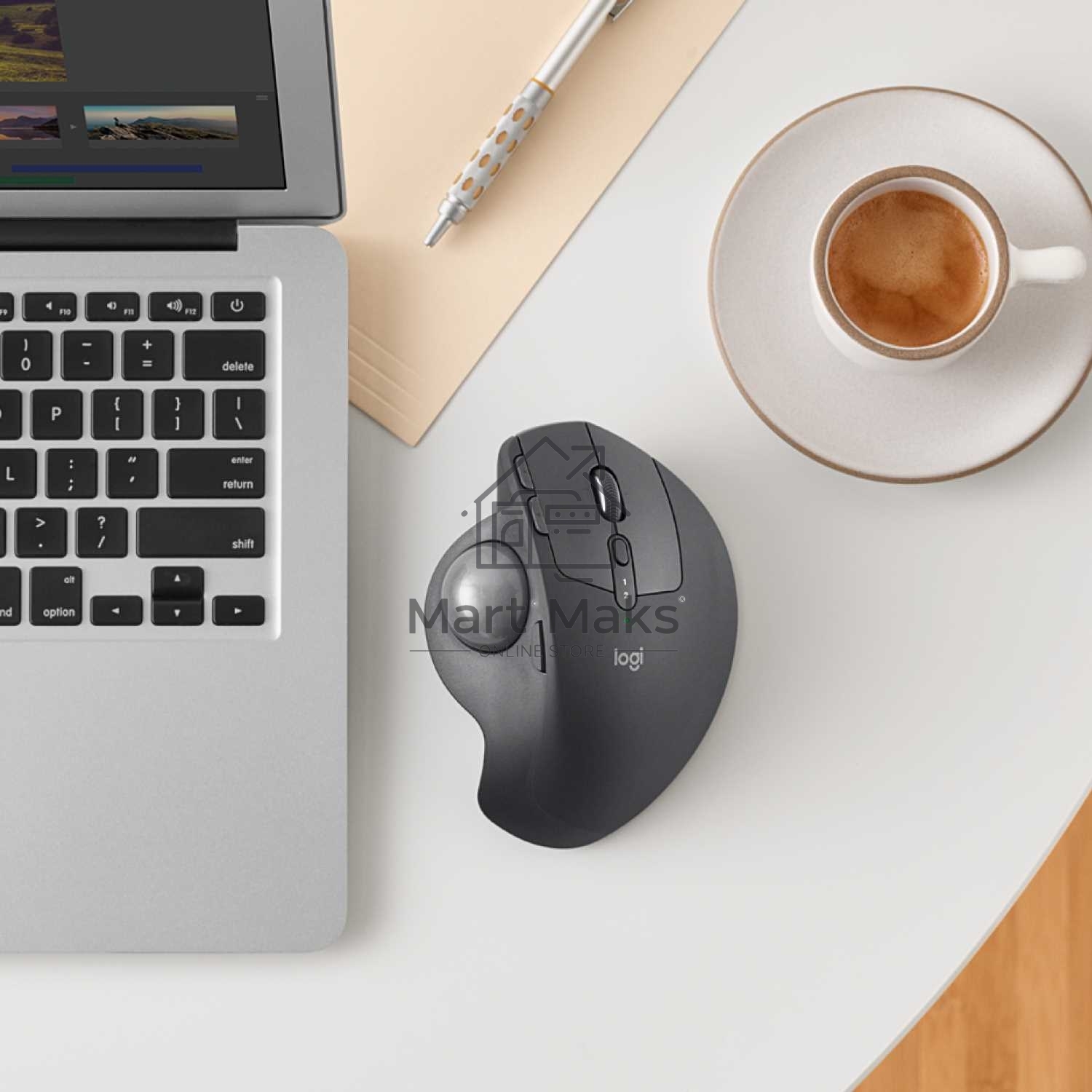 Трекбол беспроводной Logitech MX Ergo графитовый, 2048 dpi, радиоканал, Bluetooth, USB, кнопки - 8