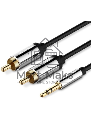 Кабель Vention аудио Jack 3,5 мм M/2RCA M - 5 м черный