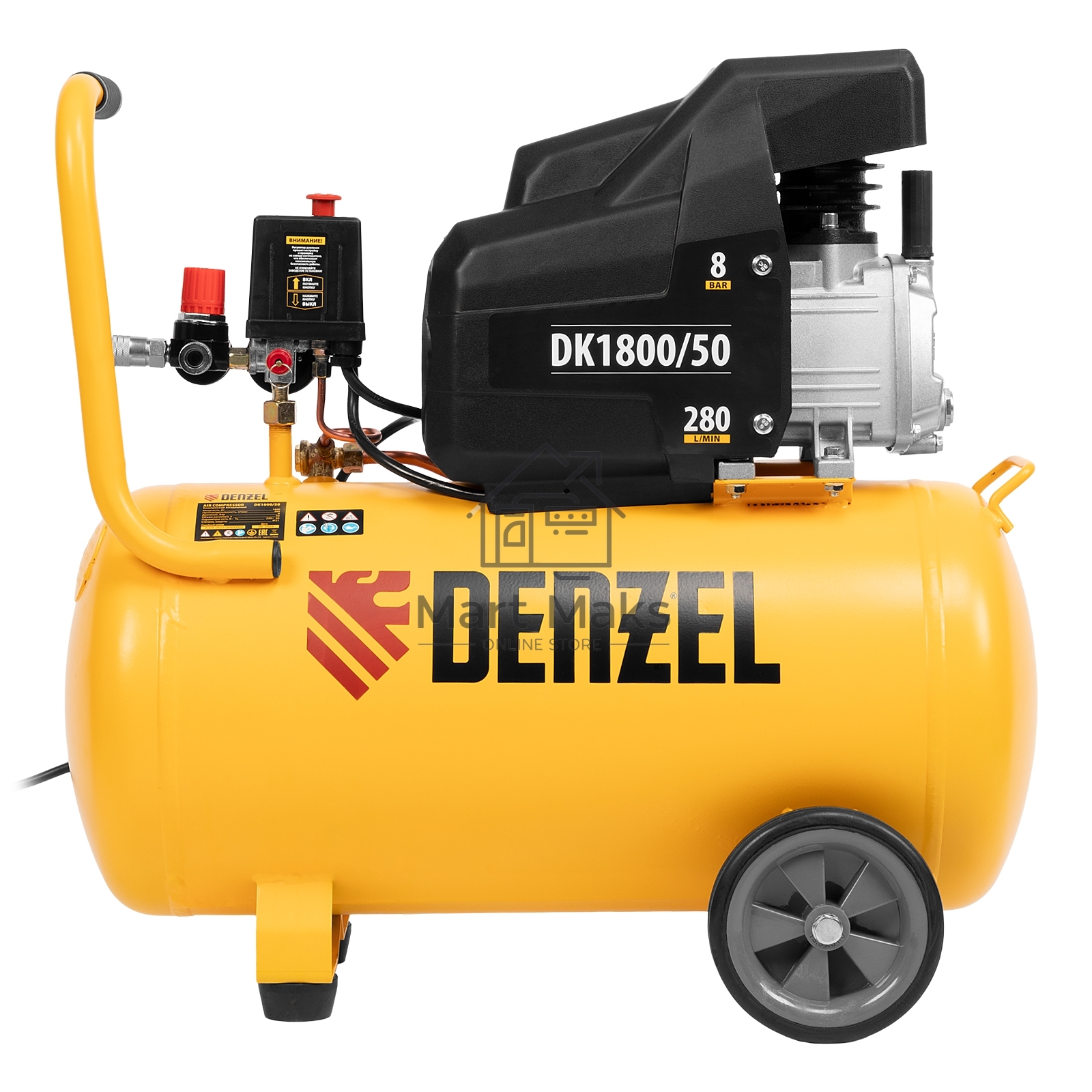 Компрессор Denzel воздушный DK1800/50,Х-PRO 1,8 кВт, 280л/мин, 50л 58068