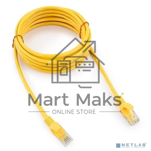 Патч-корд медный UTP Cablexpert PP10-3M/Y кат.5e, 3м, литой, многожильный (жёлтый)