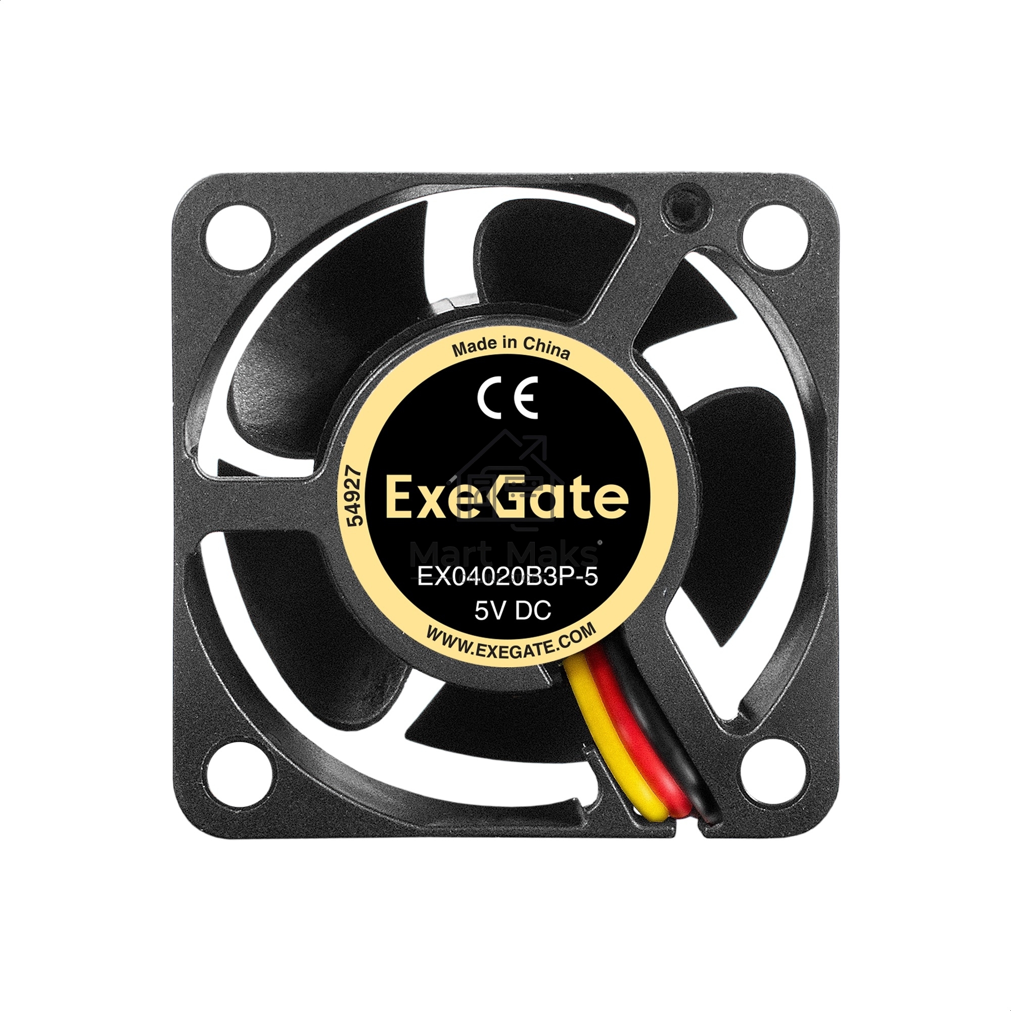 Вентилятор для корпуса ExeGate EX04020SB2P-5 черный, 40 мм, 5500 об/мин, 24 дБ, 3 pin