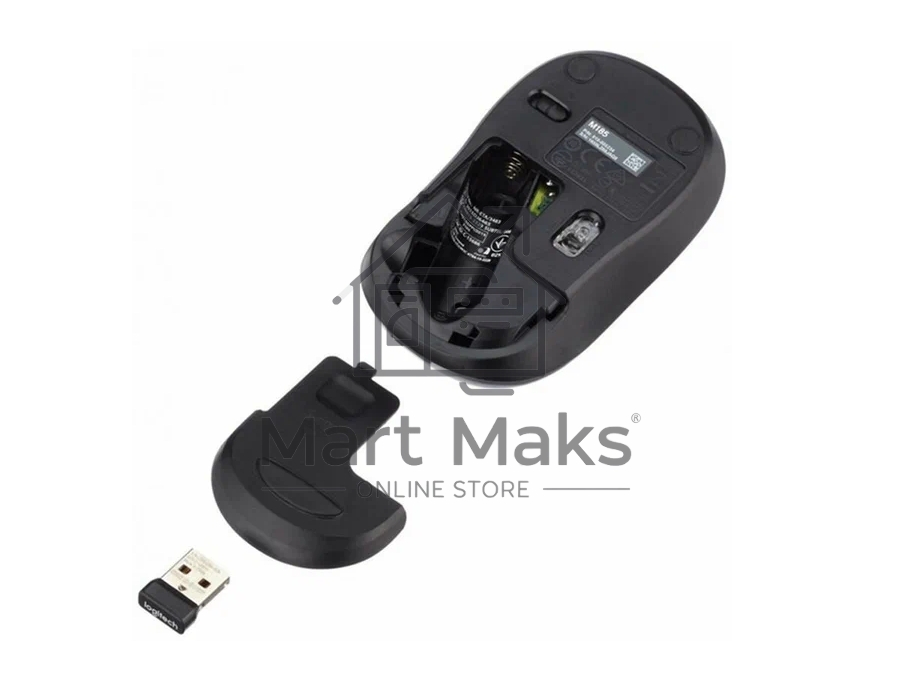 Мышь беспроводная Logitech M185, красный, 1000 dpi, радиоканал, USB, кнопки - 3