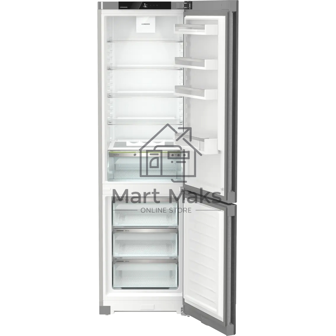 Холодильники Liebherr Pure CNsdc 5703-22 001 серебристый SmartSteel двухкамерный 266/94л морозилка снизу