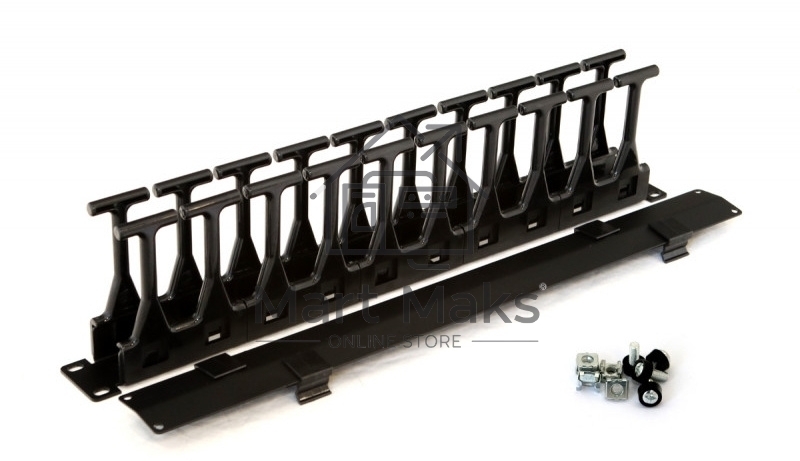 Кабельный организатор с крышкой Hyperline CMF-1U-FPL106-MCOV-RAL9005, глубина 106 мм, 19