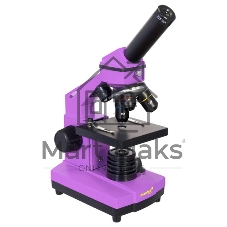 Микроскоп Levenhuk RAINBOW 2L AMETHYST/Аметист Микроскоп с предметным столиком, трехгнездным револьвером, фокусировочным механизмом, двумя источниками света с регулировкой яркости Монокулярная насадка Объективы: 4х, 10х, 40х, Увеличение микроскопа: 64-640x