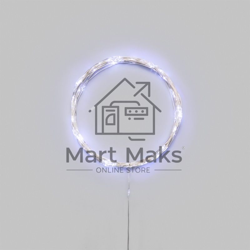 Гирлянда светодиодная Роса 10м 100 LED БЕЛЫЙ IP20 3хАА (в комплект не входят) NEON-NIGHT
