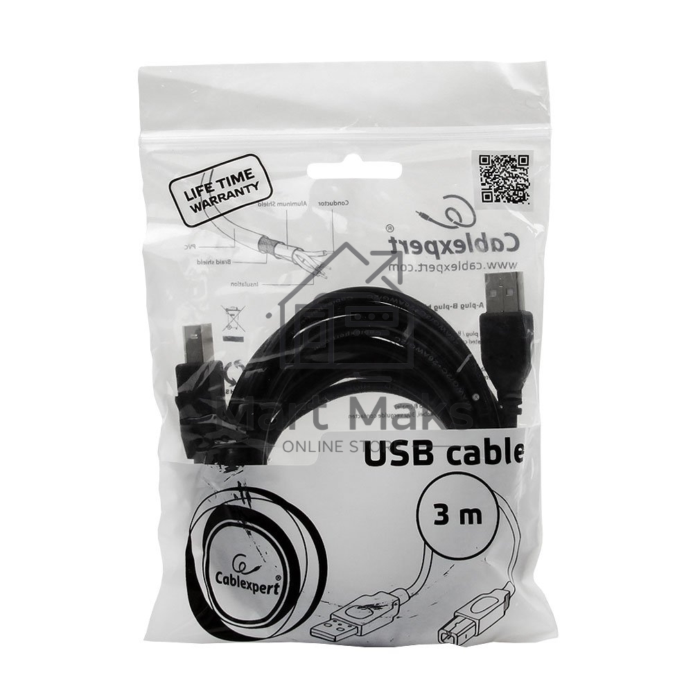 Кабель Gembird CCP-USB2-AMBM-10 USB 2.0 кабель PRO для соед. 3.0м AM/BM позол. контакты, пакет