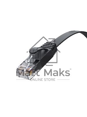 Патч-корд GCR PROF плоский прямой 3.0m, UTP медь cat.6, черный, 30 AWG, ethernet high speed 10 Гбит/с, RJ45, T568B, GCR-52870