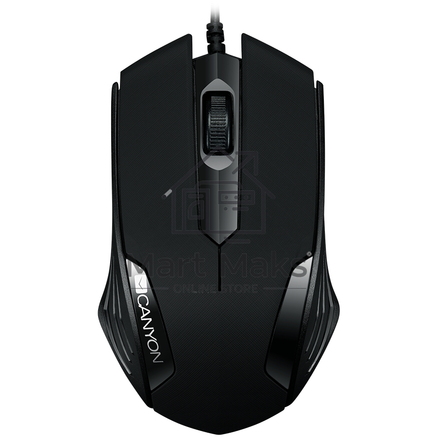Мышь проводная Canyon CM-02 черный, 1000 dpi, USB, кнопки - 3