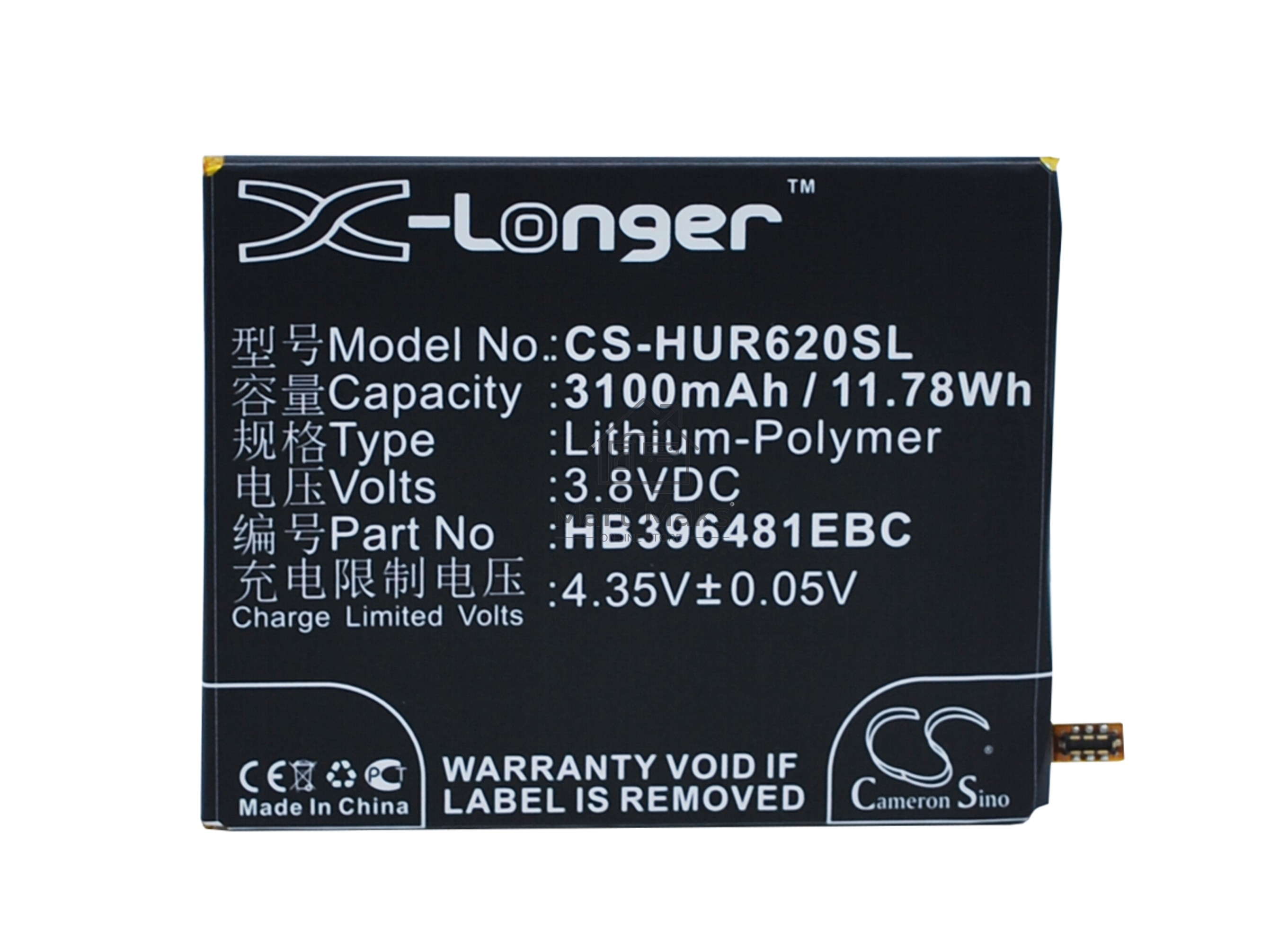 Аккумулятор CameronSino CS-HUR620SL HB396481EBC для Huawei Ascend G7 Plus3.8V / 3100mAh / 11.78Wh