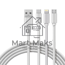 Кабель Rexant USB 3в1 Type-С (3A), Lightning (2,4A), micro USB (2A) 1м, ПВХ