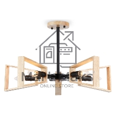 Светильник Ambrella light TR80495/5 BK/LW черный/светлое дерево E14/5 max 60W D620*430