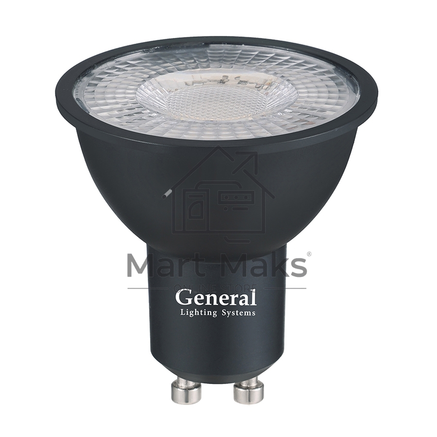 Лампа Светодиодная General GLDEN-MR16-DIF-10-230-GU10-6500 Диффузор 60 градусов Черный корпус 1/10/100