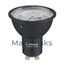 Лампа Светодиодная General GLDEN-MR16-DIF-10-230-GU10-6500 Диффузор 60 градусов Черный корпус 1/10/100