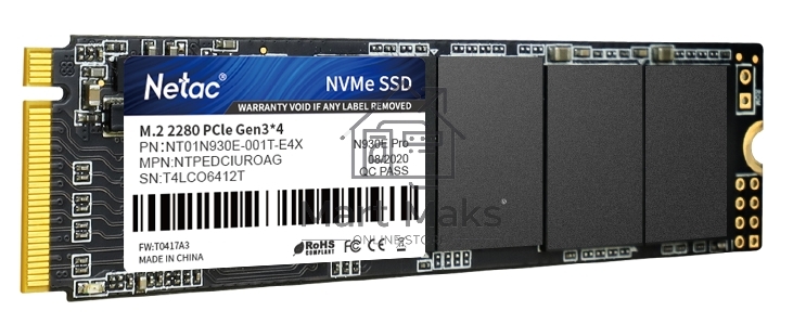 Накопитель SSD Netac N930E Pro, 1TB, PCIe 3.0 x4, M.2 2280, NVMe, R/W 2130/1720