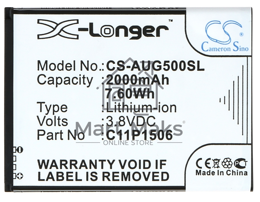 Аккумулятор CameronSino CS-AUG500SL C11P1506 для ASUS ZenFone Go (ZC500TG)3.8V / 2000mAh / 7.60Wh