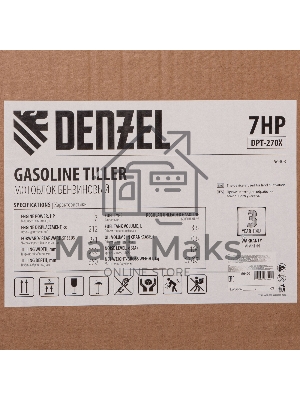 Мотоблок DPT-270X, 7 л.с., диск.сцеп, шир 90 см, глуб 35 см, фрез 3х4, ВОМ, передачи 2В/1Н Denzel