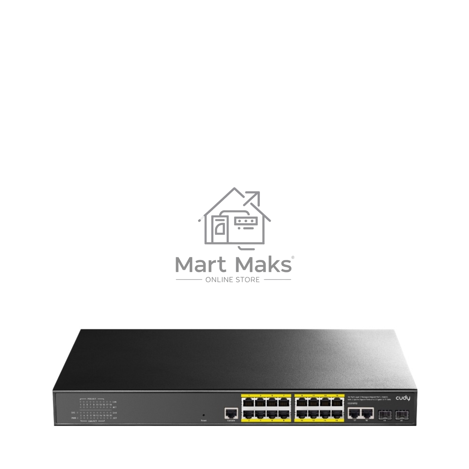 Коммутатор Cudy GS2018PS2-200W (L2) 16x1Гбит/с 2SFP 16PoE+ 200W управляемый