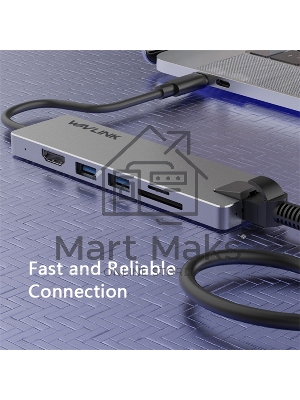 Док-станция WAVLINK USB-C Travel Mini/100W PowerDelivery/ 1xUSB3.0/1xUSB2.0/1xHDMI 4K 60HZ/1xGigabit LAN/SD/Micro SD Card Reader