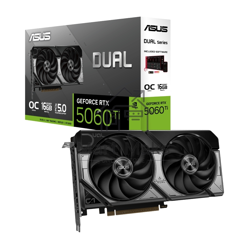Видеокарта ASUS RTX 5060Ti DUAL OC 16Gb GDDR7 128bit 3xDP HDMI 2FAN RTL DUAL-RTX 5060TI-O16G