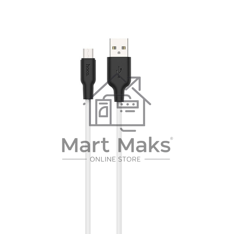 Кабель USB 2.0 hoco X21, силиконовая оплетка, AM/microBM, бело-черный, 1м
