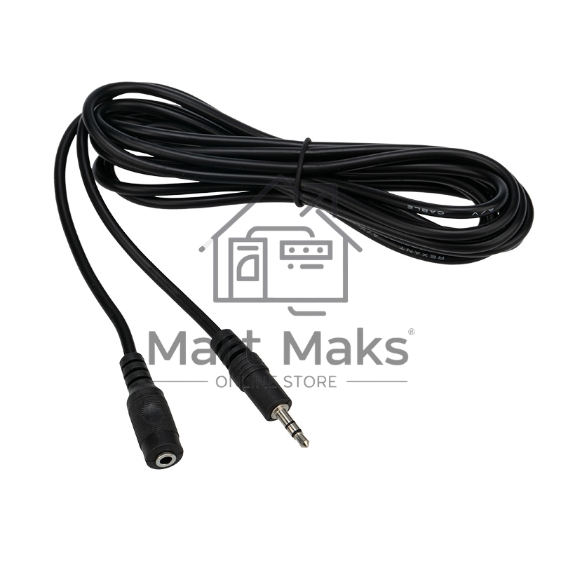 Шнур Rexant Стерео 3,5 мм гнездо - Стерео 3,5 мм штекер 5 метров