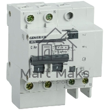 Выключатель автоматический дифференциального тока 2п 50А 300мА АД12 GENERICA IEK MAD15-2-050-C-300