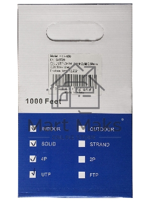 Кабель сетевой Ningbo UTP 4 пары cat5E solid 0.5мм CCA molded 305м серый