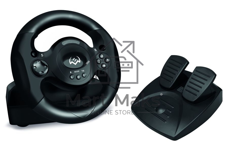 Руль SVEN GC-W300 (педали, вибро, лепестки, D-pad, 10 кл, резин. вставки, PC, цифр. и аналог.