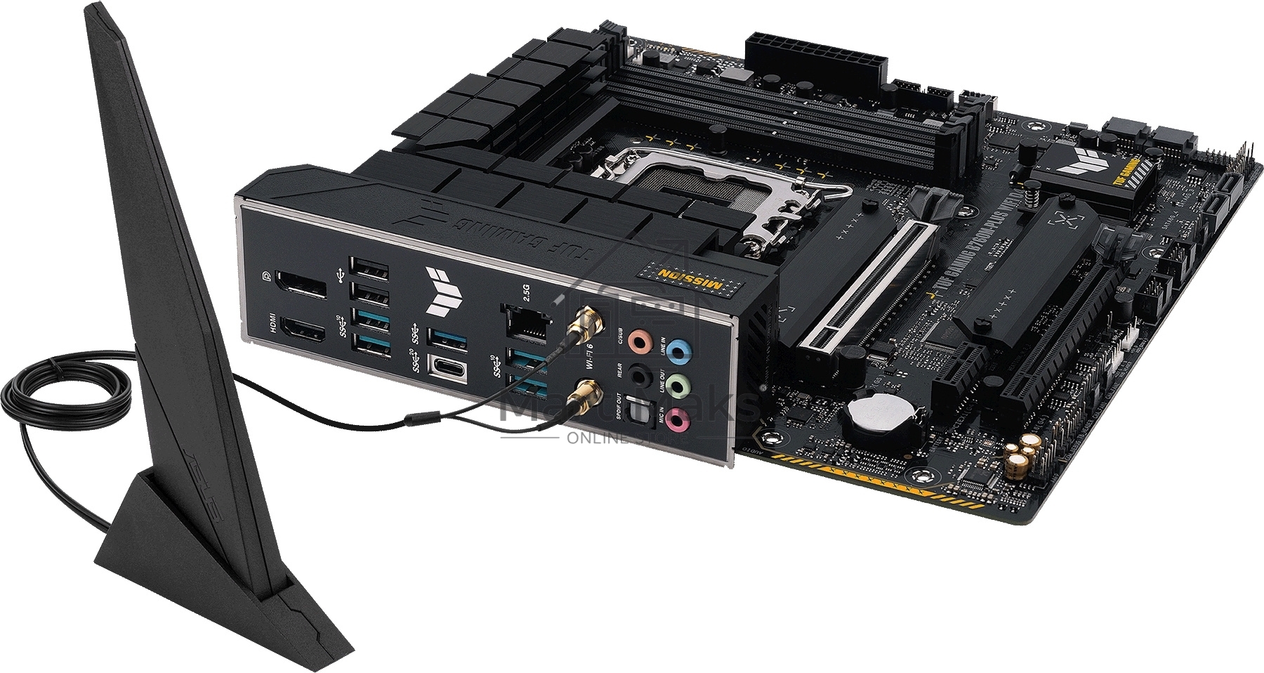 Материнская плата ASUS TUF GAMING B760M-PLUS WIFI D4, LGA 1700, Intel B760, 4xDDR4, 4xSATA, 2xM.2, 1xPCI-E 5.0 x16, 1xPCI-E 4.0 x4, 1xUSB-A 3.2 Gen 1, 4xUSB-A 3.2 Gen 2, 2xUSB 2.0, 1xUSB-C 3.2 Gen 2x2, 1x2.5Gb LAN, 5x3.5 мм, 7.1, Wi-Fi 6, Bluetooth 5.2, M