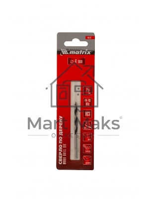 Сверло по дереву Matrix 4 х 75 мм, цилиндрический хвостовик