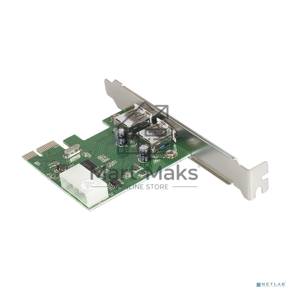 Контроллер ExeGate EXE-319 PCI-E 2.0, 2*USB3.0 ext, разъем доп.питания (OEM)